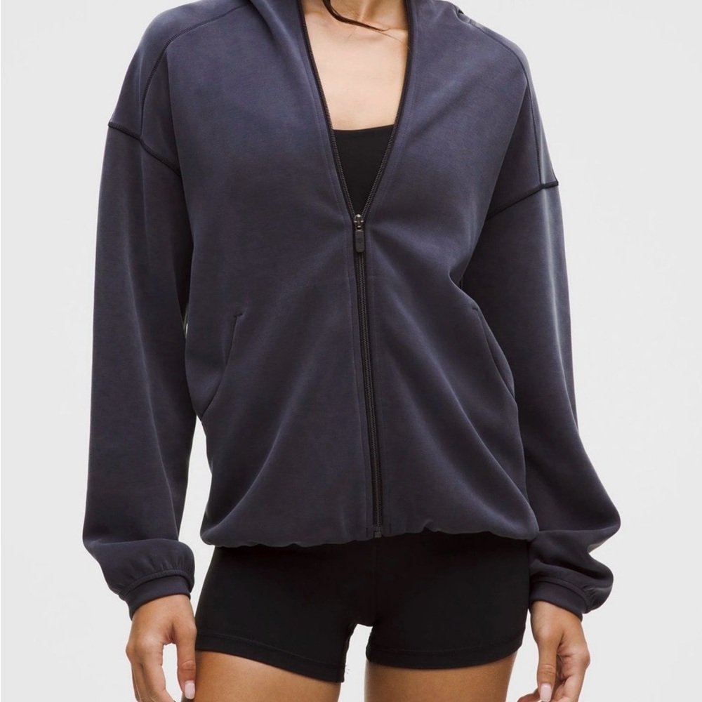 lululemon athletica Women's Zip Front Hooded Jacket - Charcoal Navy